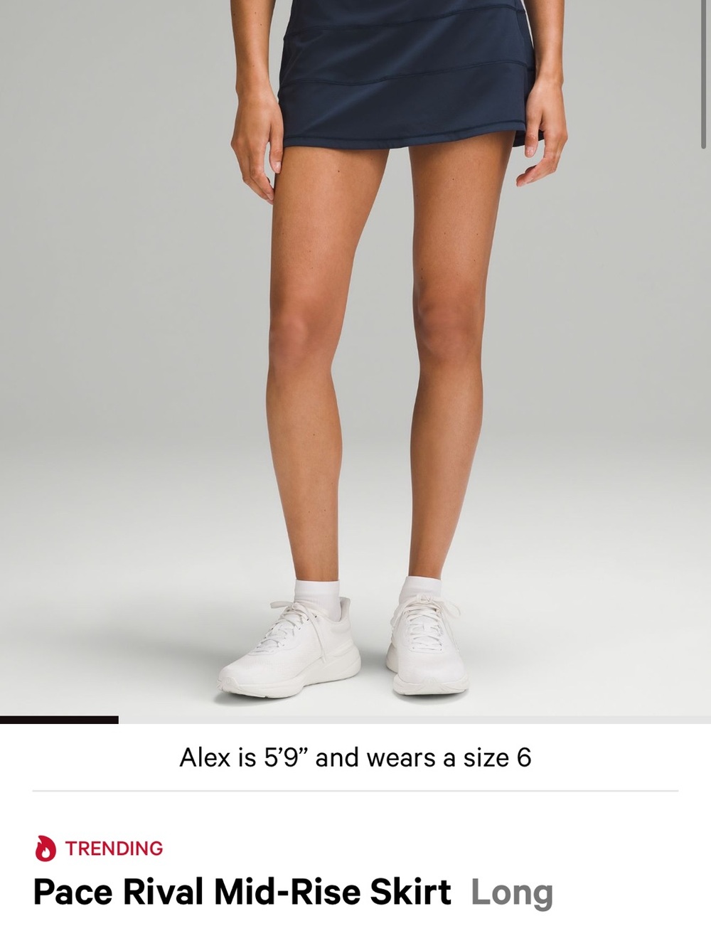 Lululemon Pace Rival Mid-Rise Skirt 
Navy Athletic Skort with Built-in Shorts